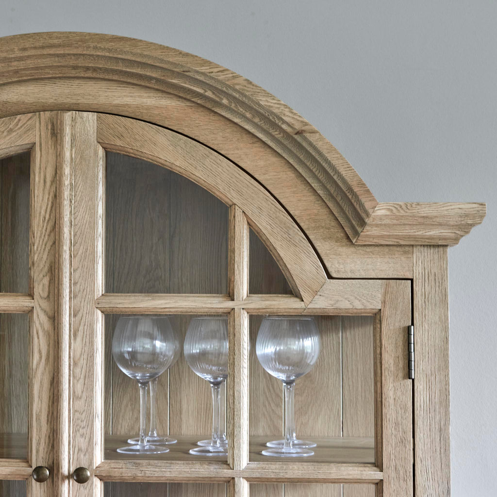 Weathered Oak Display Cabinet and Dresser with a curved top