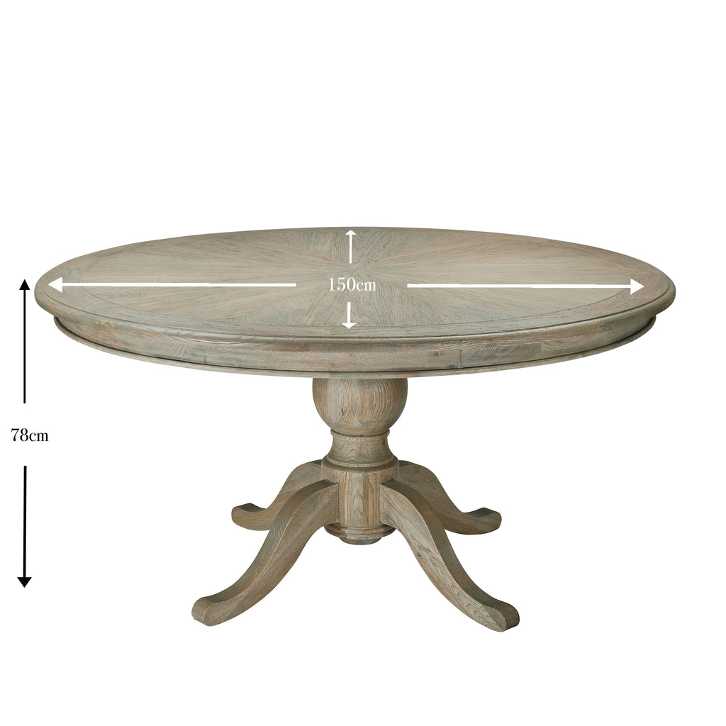 Belmont Round Oak Dining Table Measurements