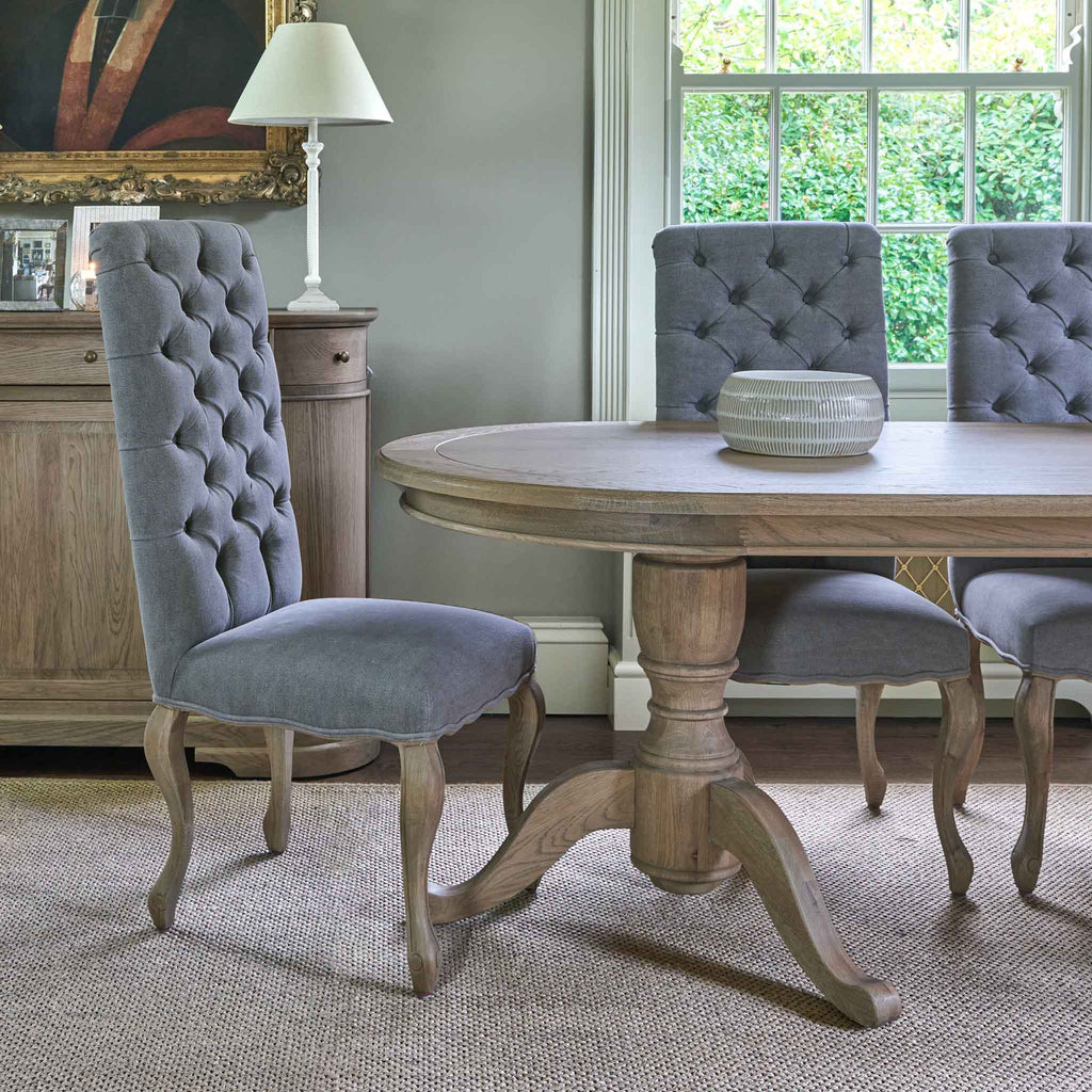 Burford Dining Chair In Dove Grey Linen