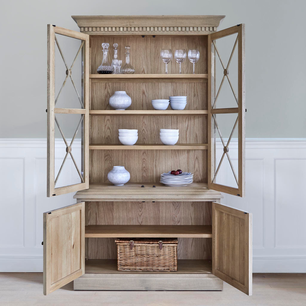 Large Oak Display Cabinet With Storage