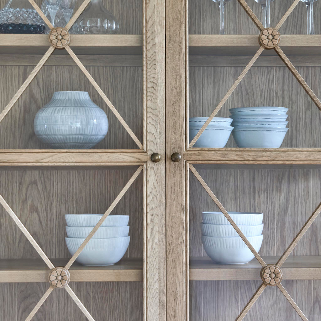 Oak Display Cabinet with Glass Doors