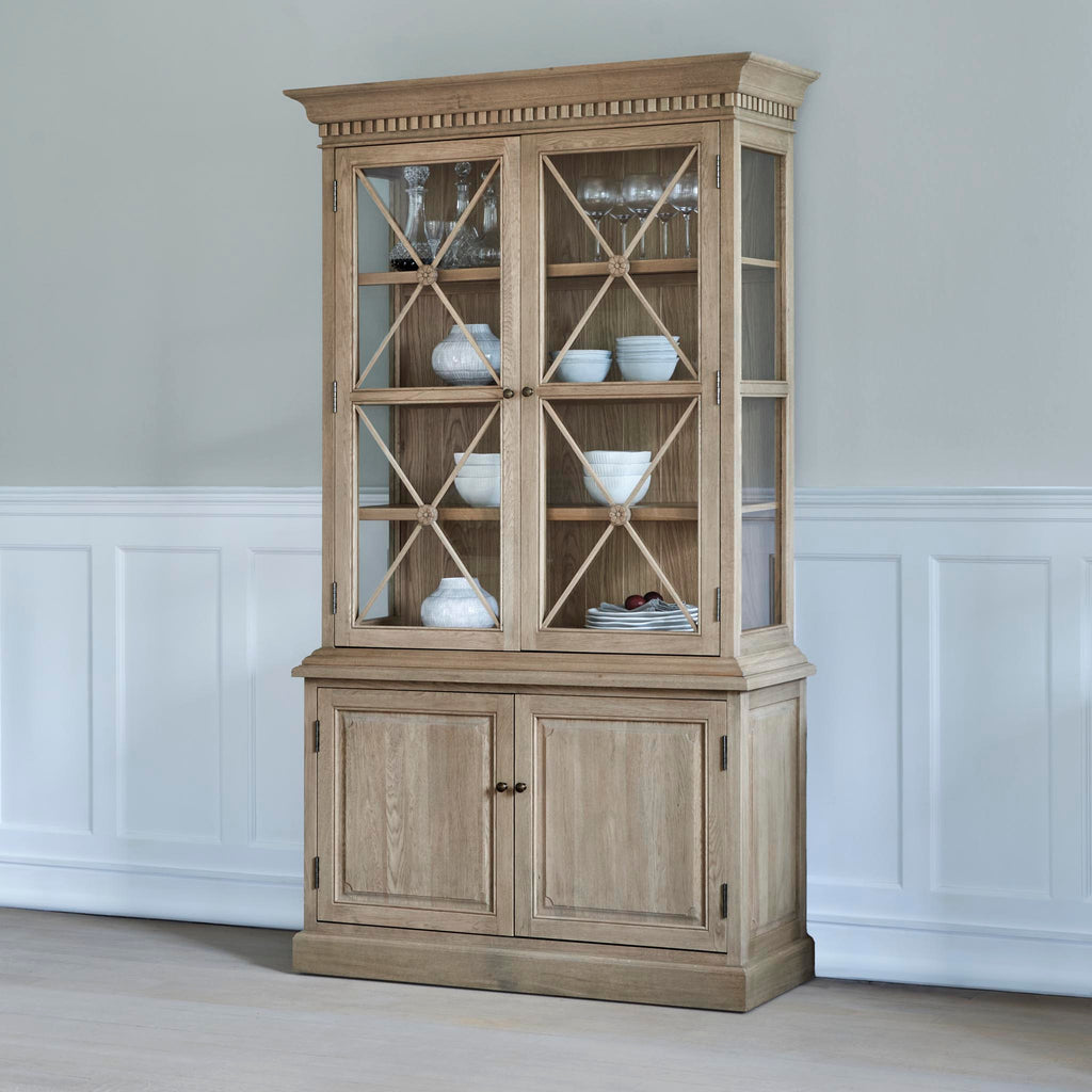 Large Weathered Oak Display Cabinet