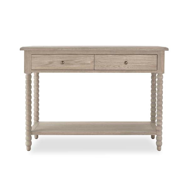 Oak Console Table With Bobbin Legs and a Shelf