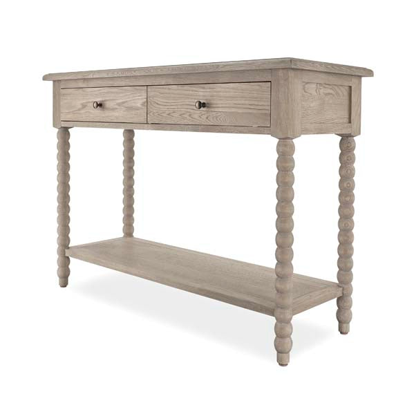 Oak Console Table With Bobbin Legs and a Shelf