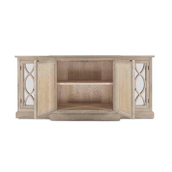 Mirrored Oak Sideboard with cupboards - Large 