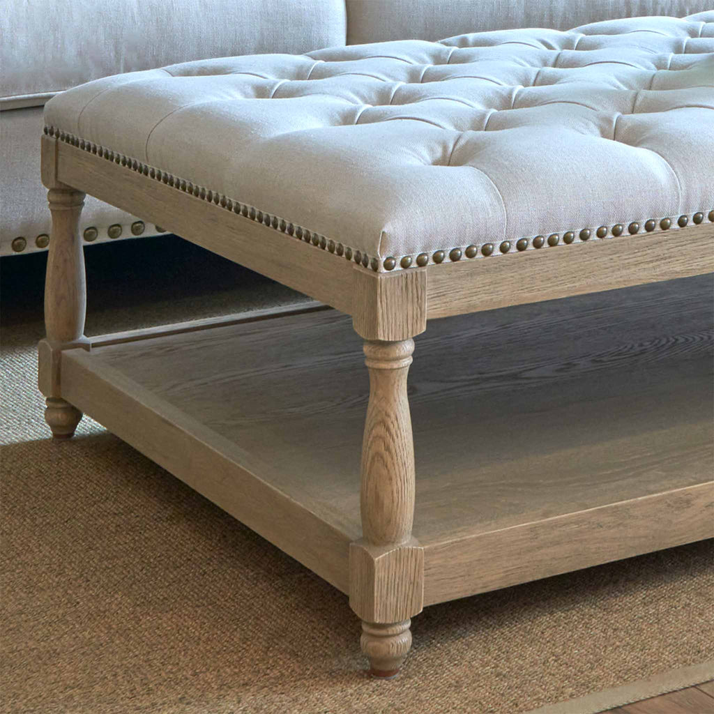 Upholstered Petit Royale Ottoman Coffee Table - Oatmeal Linen