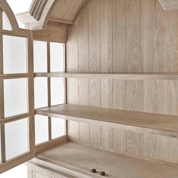 Weathered Oak Display Cabinet and Dresser with Shelves